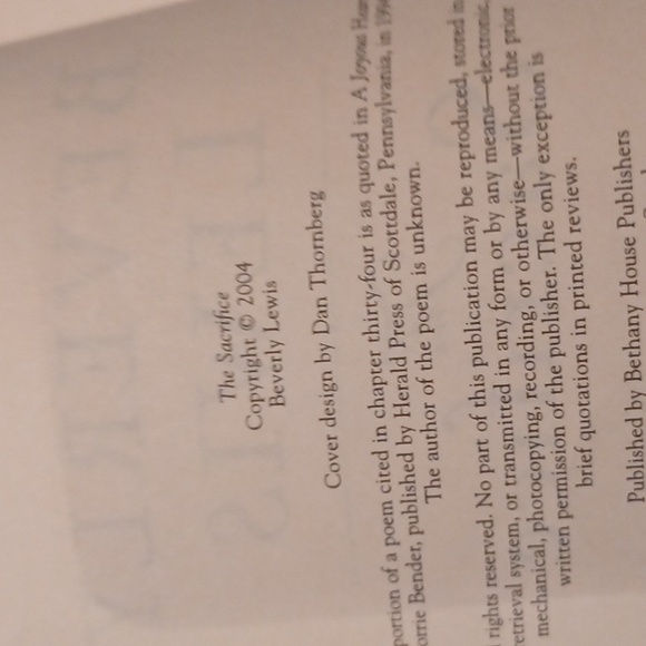 $4 Add-on "The Sacrifice" by Beverly Lewis - Paperback Novel - Picture 7 of 7